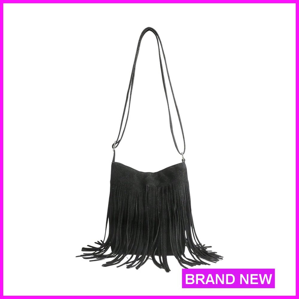 Fringe Western Crossbody Bag With Tassel Adjustable Strap Hobo Purse